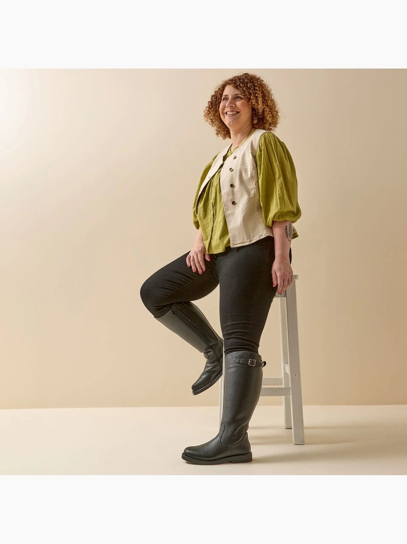 Bottes à mollet large taille 4XL - Modèle Kate Noir Noir - Kiabi