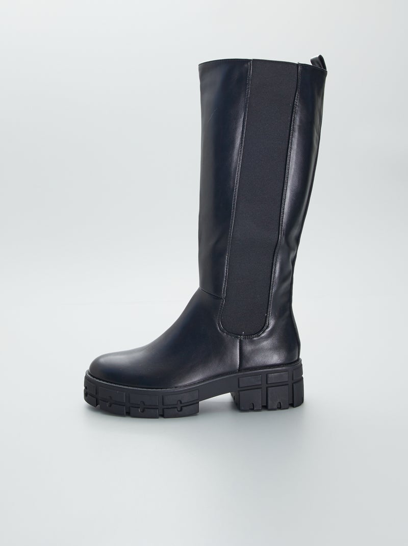 Bottes à semelle crantée noir - Kiabi