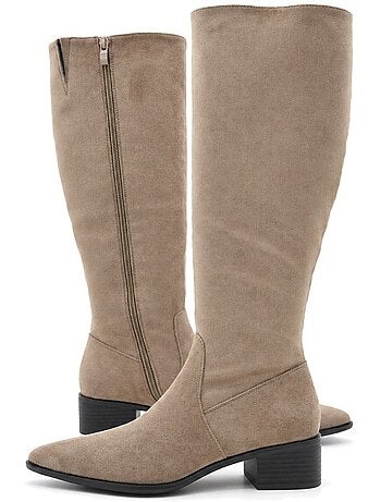 Bottes à talon cuir naturel purapiel