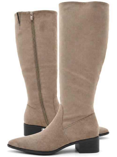 Bottes à talon cuir naturel purapiel - Kiabi