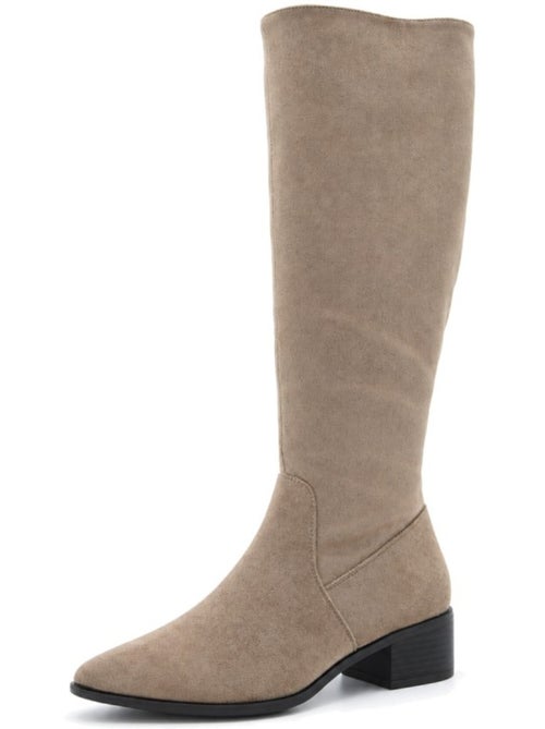 Bottes à talon cuir naturel purapiel - Kiabi