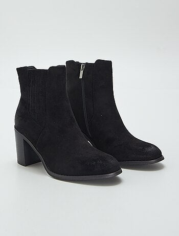 Bottines en suedine avec fermeture Noir Kiabi 34.00