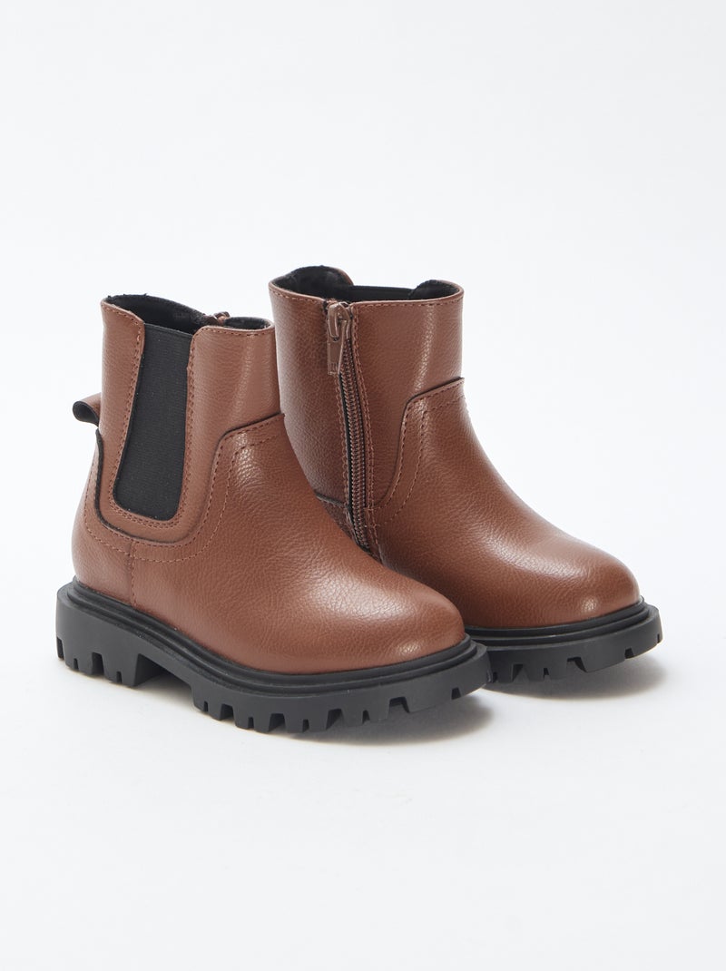 Bottes ajustées en simili Marron - Kiabi