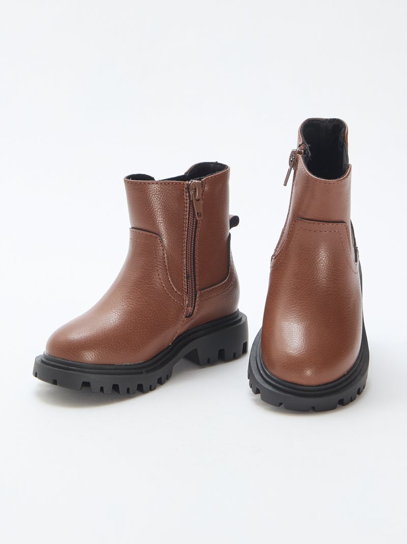 Bottes ajustées en simili Marron - Kiabi