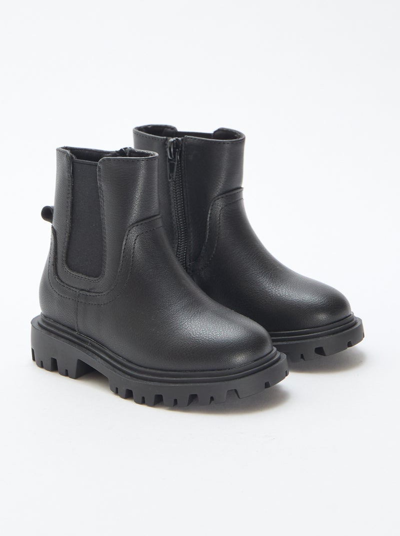 Bottes ajustées en simili Noir - Kiabi