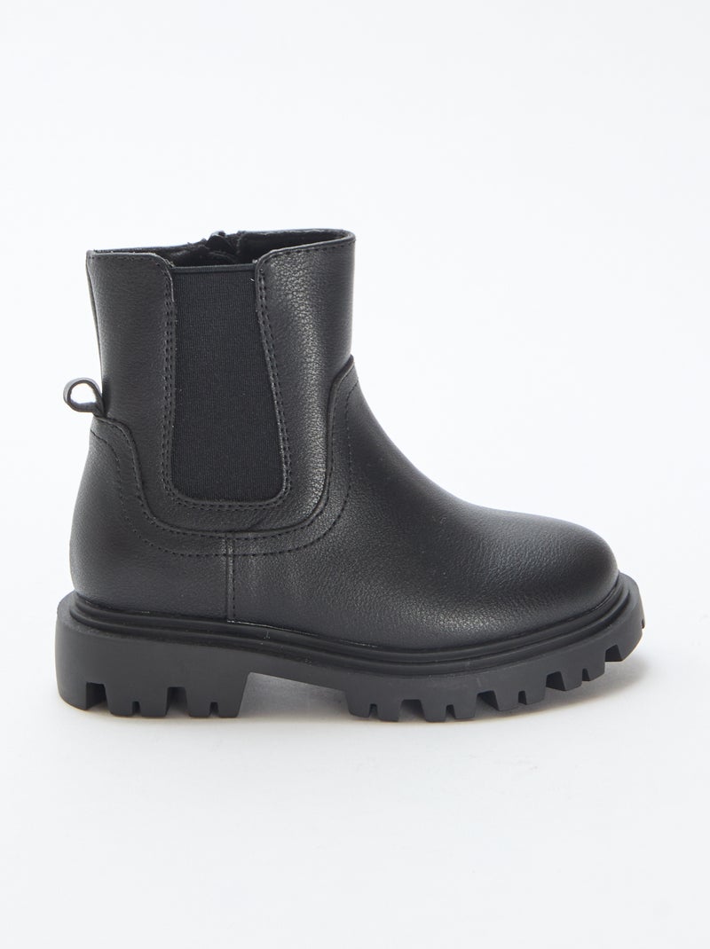 Bottes ajustées en simili Noir - Kiabi