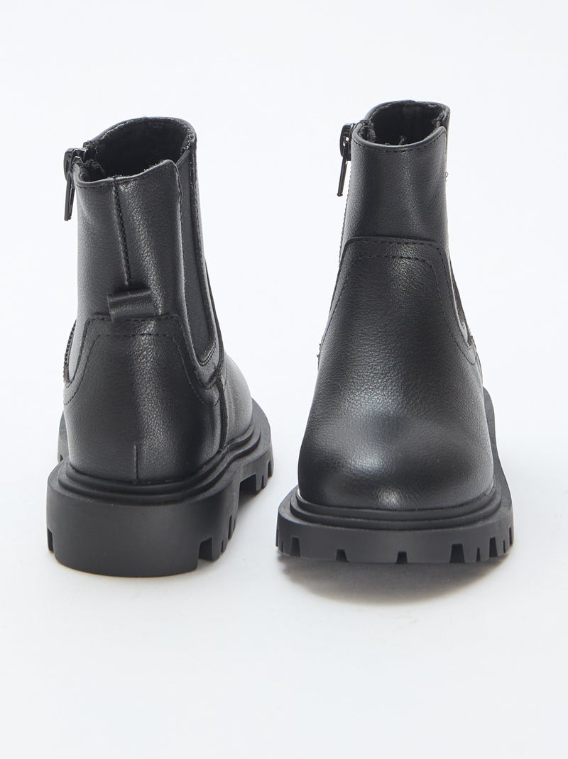 Bottes ajustées en simili Noir - Kiabi