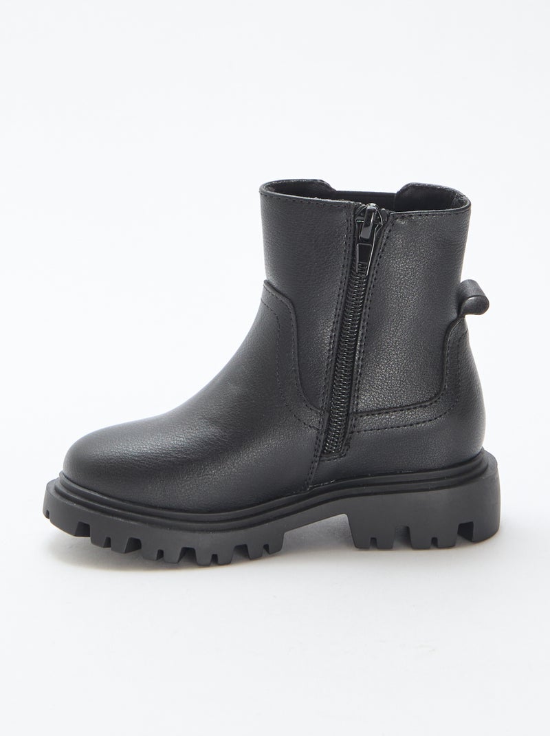 Bottes ajustées en simili Noir - Kiabi