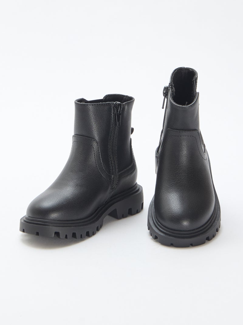 Bottes ajustées en simili Noir - Kiabi