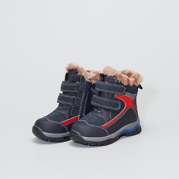 Bottes Apres Ski En Cuir Fourrees Bebe Garcon Bleu Navy Kiabi 32 00