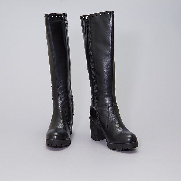 botte haute cuir noir homme kiabi botte haute cuir noir homme kiabi