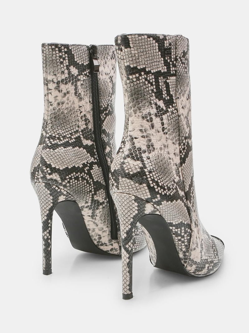 Bottes avec imprimé python et talon haut BATA Beige - Kiabi