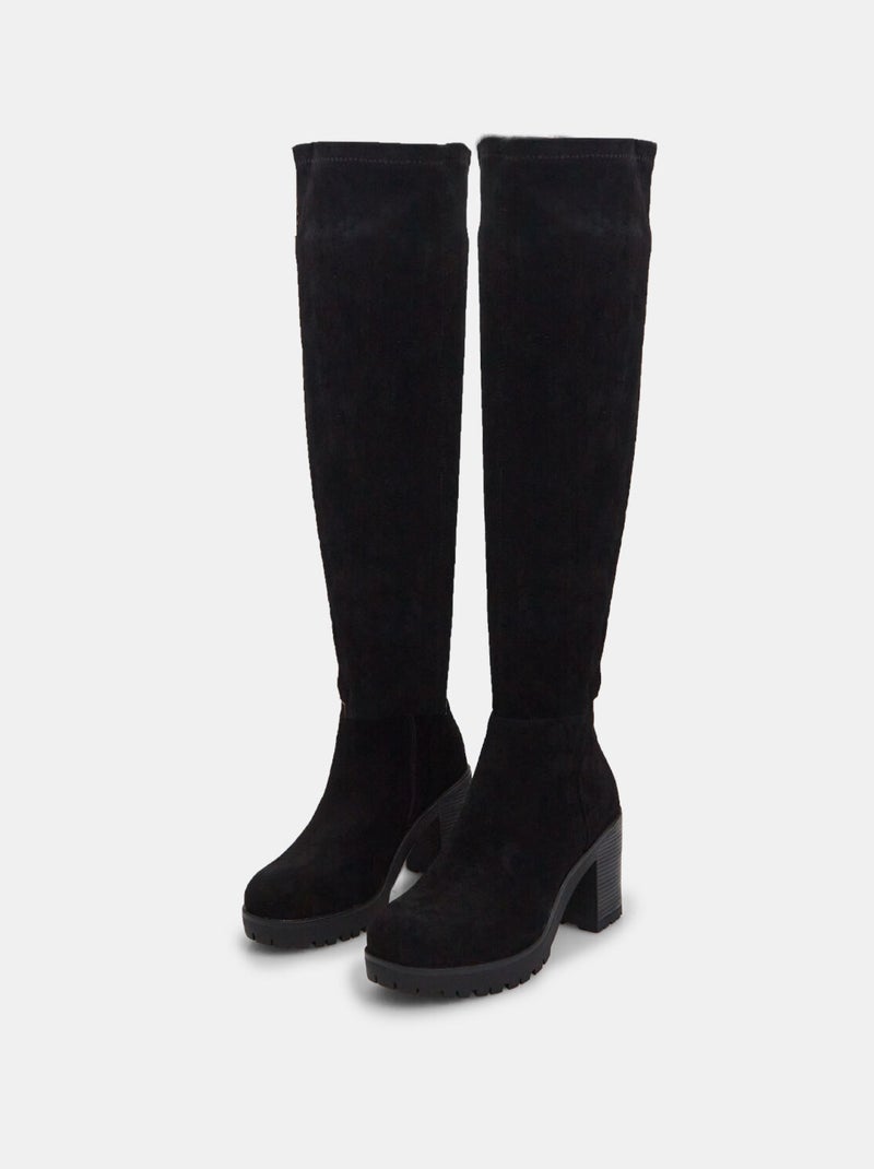 Bottes avec large talon BATA Noir - Kiabi