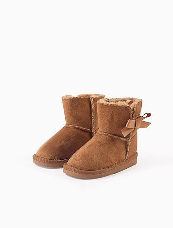 Bottes avec Nœud à Scratch et Doublure en Fourrure