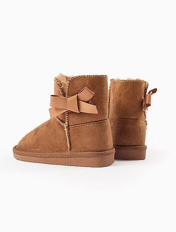 Bottes avec Nœud à Scratch et Doublure en Fourrure