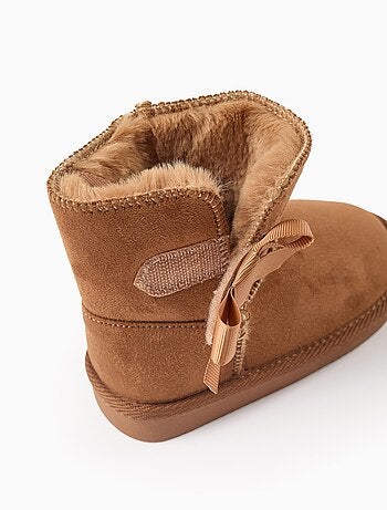 Bottes avec Nœud à Scratch et Doublure en Fourrure