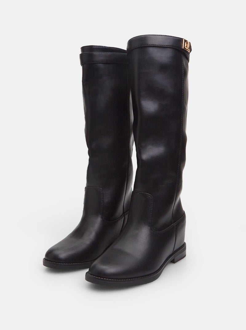 Bottes avec semelle compensée intérieure et boucle BATA Noir - Kiabi