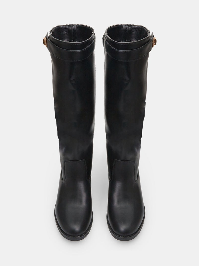 Bottes avec semelle compensée intérieure et boucle BATA Noir - Kiabi