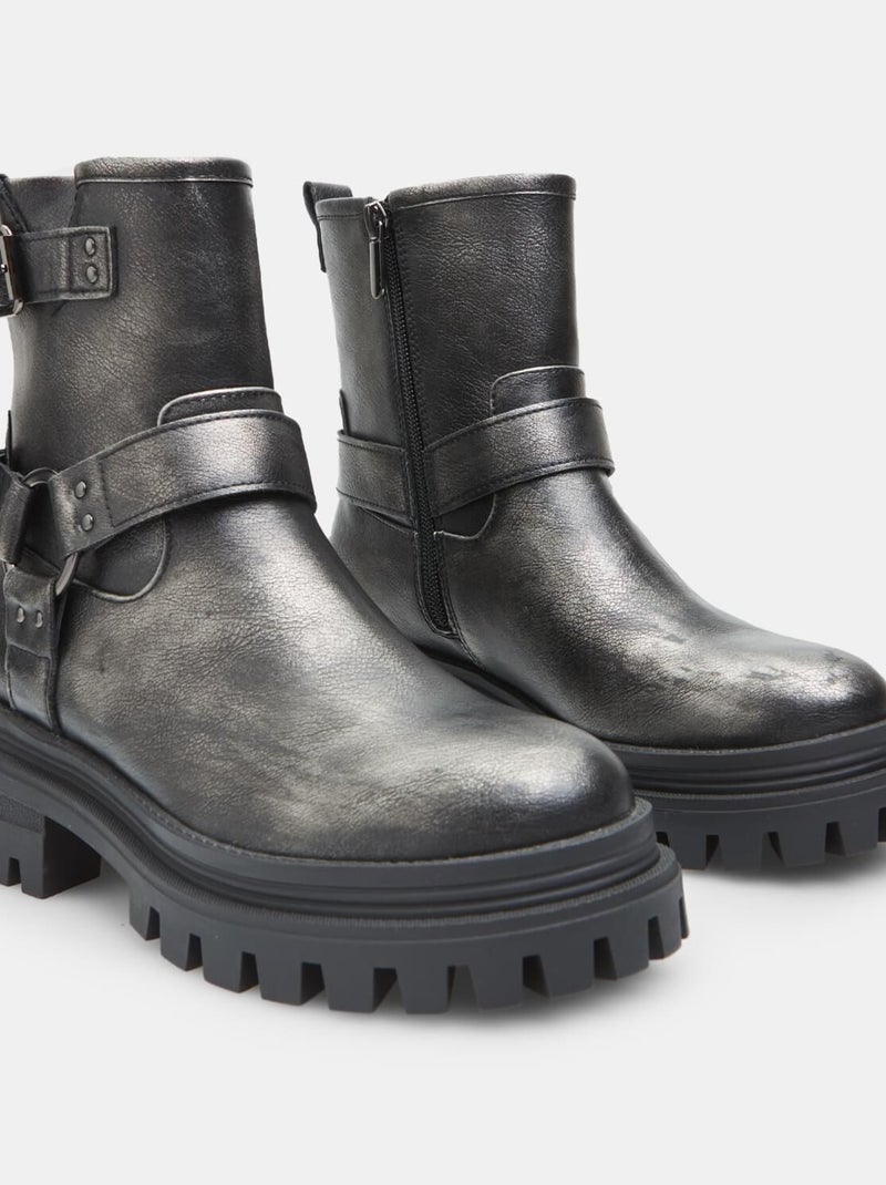 Bottes avec semelle track BATA Argent - Kiabi