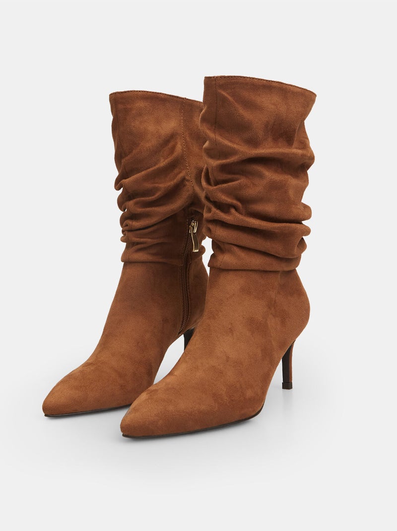 Bottes bouclées effet daim avec talon aiguille BATA Marron - Kiabi