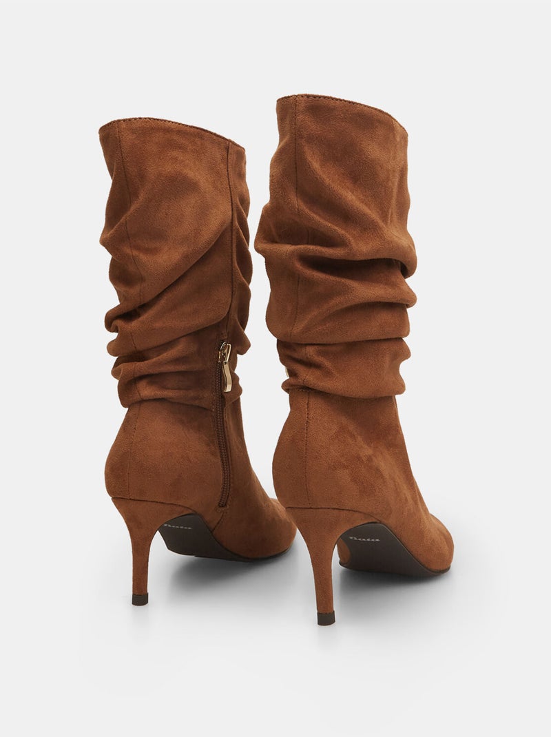 Bottes bouclées effet daim avec talon aiguille BATA Marron - Kiabi