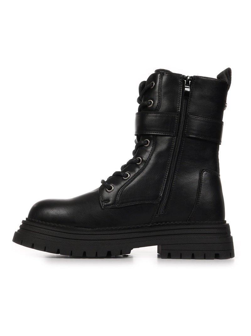 Bottes Buffalo Lennox Lace Up Mid Noir - Kiabi
