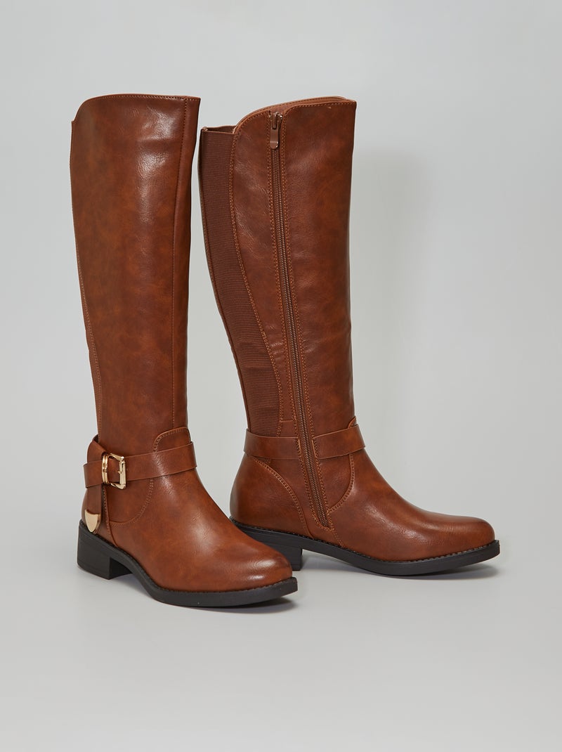 Bottes cavalières à boucle camel - Kiabi