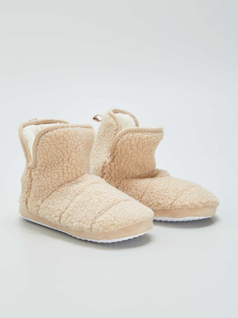 Bottes chaussons effet moutonné Beige - Kiabi