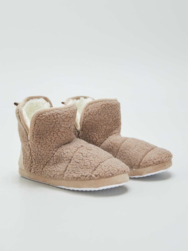 Bottes chaussons effet moutonné marron - Kiabi