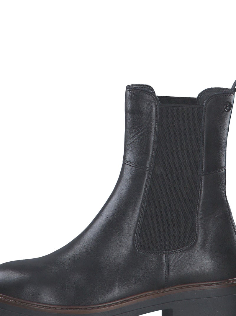 Bottes Chealse Cuir Tamaris Noir - Kiabi