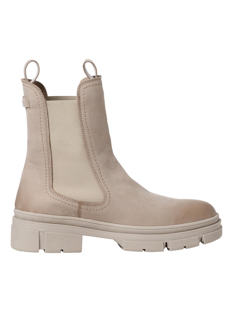 Bottes Chelsea Cuir Tamaris Beige - Kiabi
