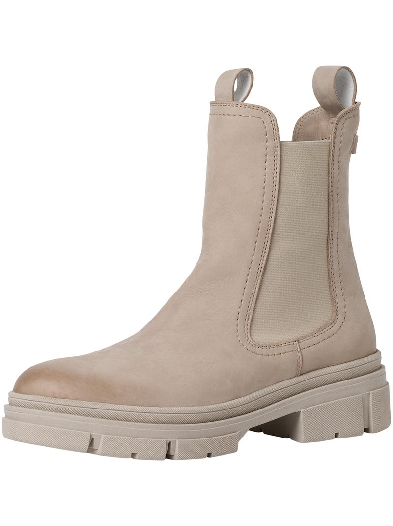 Bottes Chelsea Cuir Tamaris Beige - Kiabi