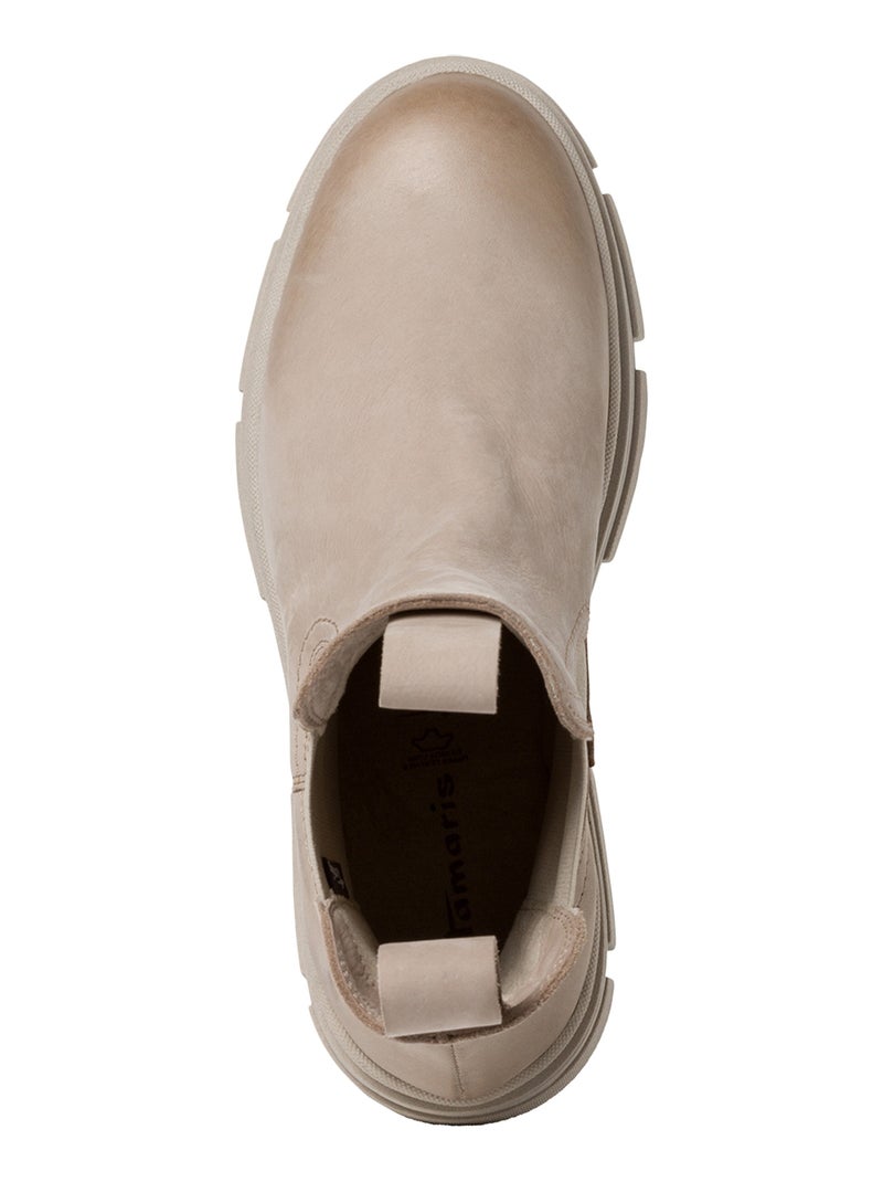 Bottes Chelsea Cuir Tamaris Beige - Kiabi