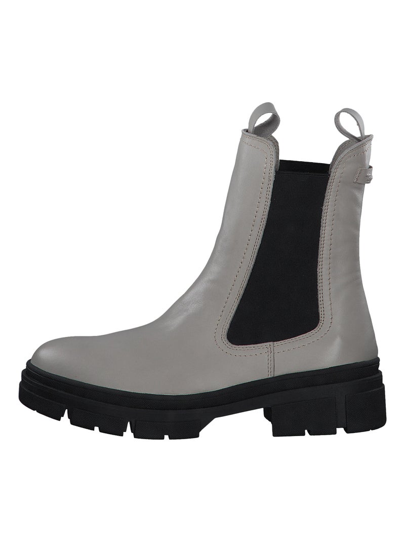 Bottes Chelsea Cuir Tamaris Gris - Kiabi