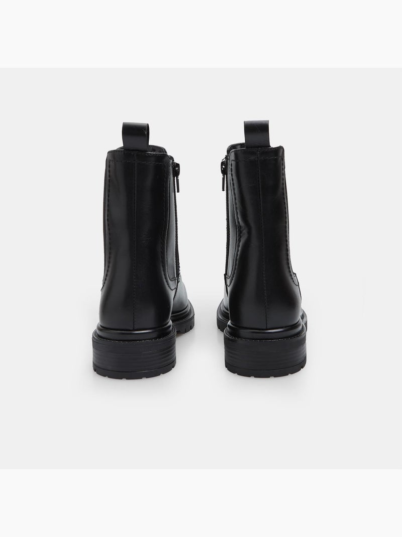 Bottes Chelsea en cuir Noir - Kiabi