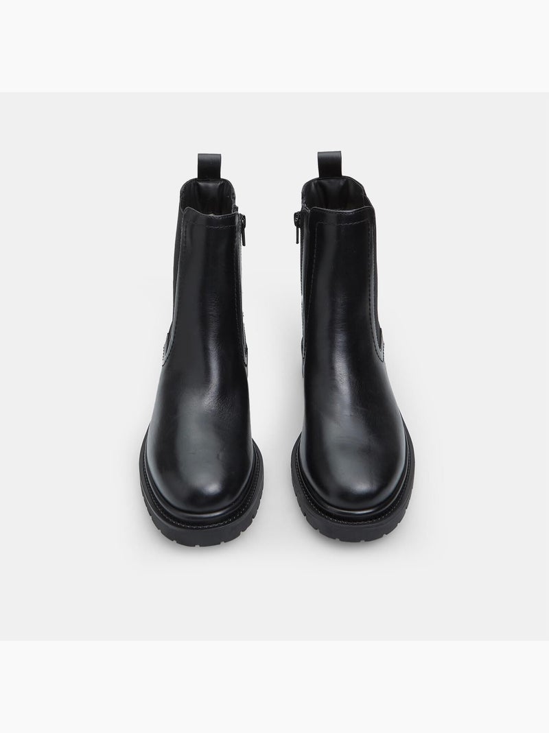 Bottes Chelsea en cuir Noir - Kiabi