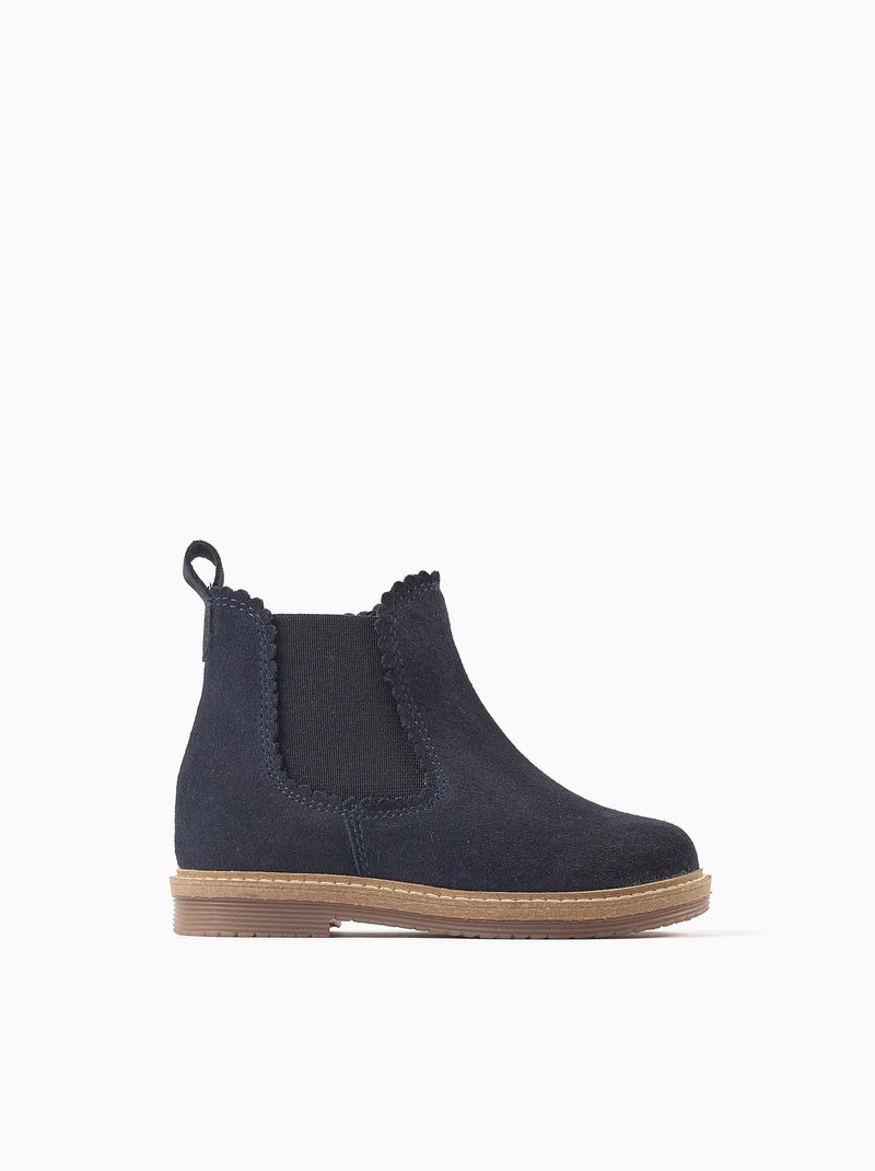 Bottes Chelsea en Cuir Suédé Bleu foncé - Kiabi