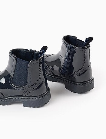 Bottes Chelsea en Vernis avec Brogue