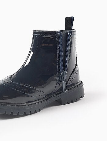 Bottes Chelsea en Vernis avec Brogue