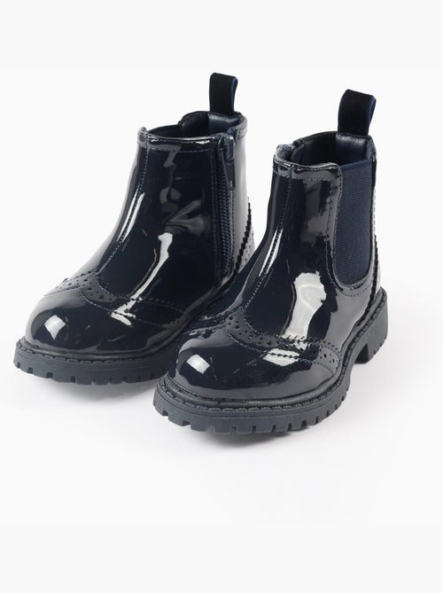 Bottes Chelsea en Vernis avec Brogue - Kiabi