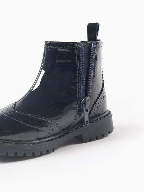 Bottes Chelsea en Vernis avec Brogue - Kiabi