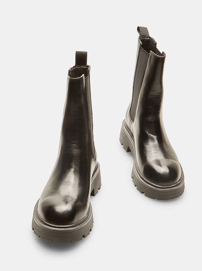 Bottes Chelsea hautes avec semelle track BATA Noir - Kiabi