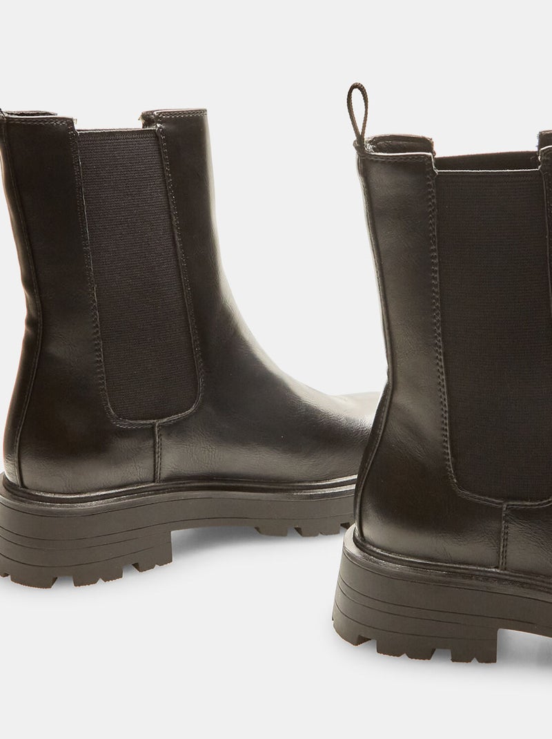 Bottes Chelsea hautes avec semelle track BATA Noir - Kiabi