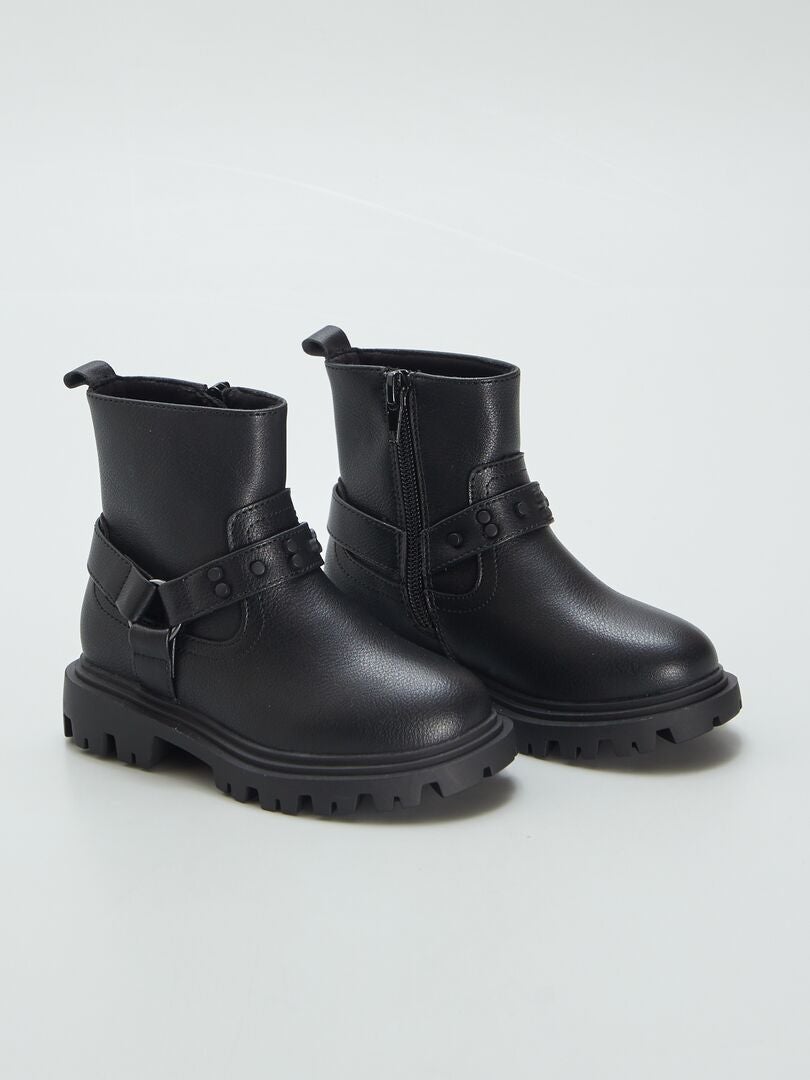 Bottes cloutées esprit Rock noir - Kiabi