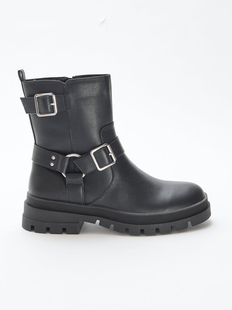 Bottes courtes unicolore Noir - Kiabi