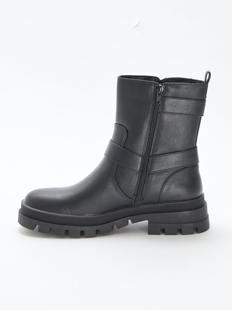 Bottes courtes unicolore Noir - Kiabi