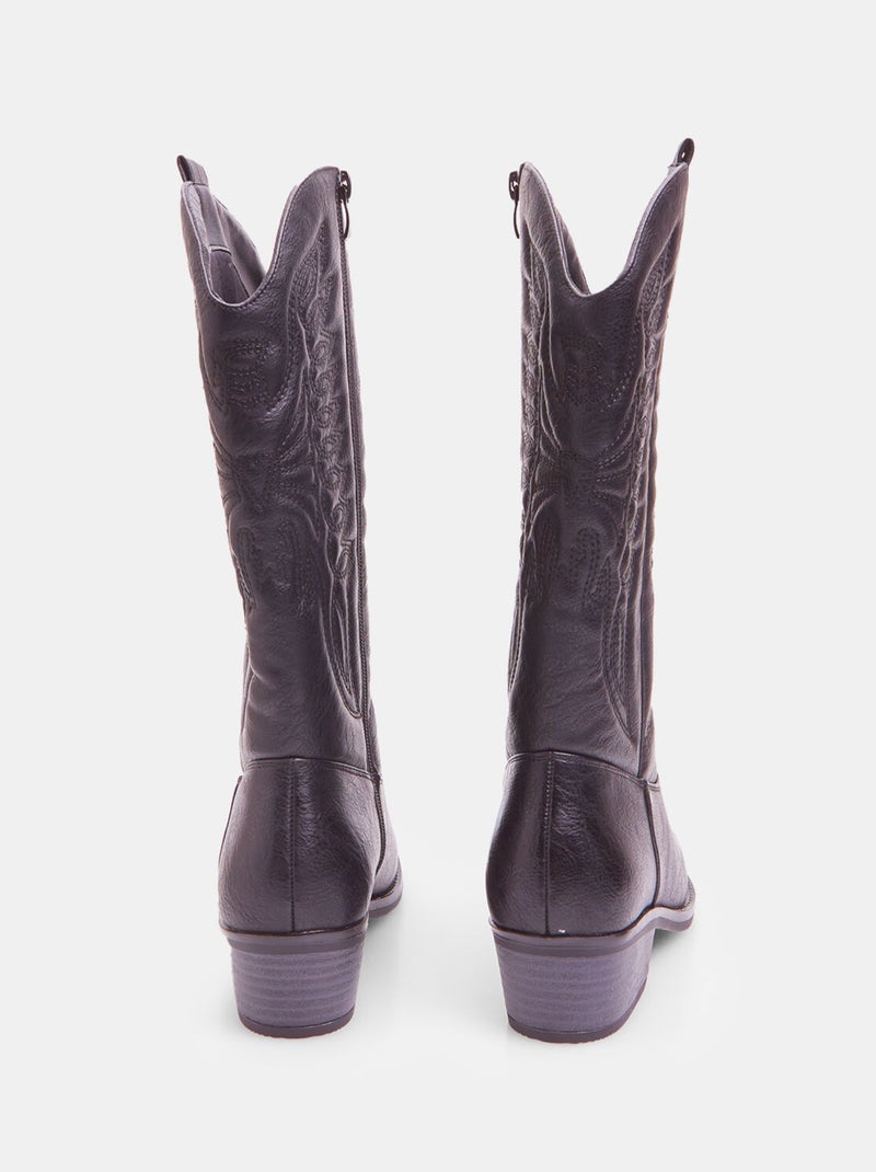 Bottes cow-boy avec talon de 3,5 cm BATA Noir - Kiabi