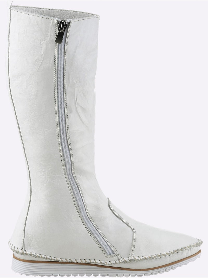 Bottes Cuir Nappa De Vache - Taille Standard - Helline Blanc - Kiabi