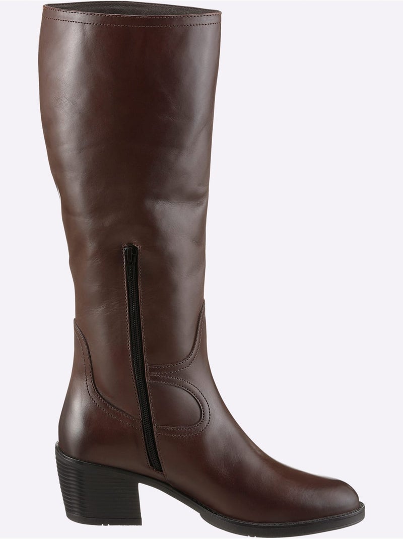Bottes Cuir Nappa De Vache - Taille Standard - Helline Marron foncé - Kiabi