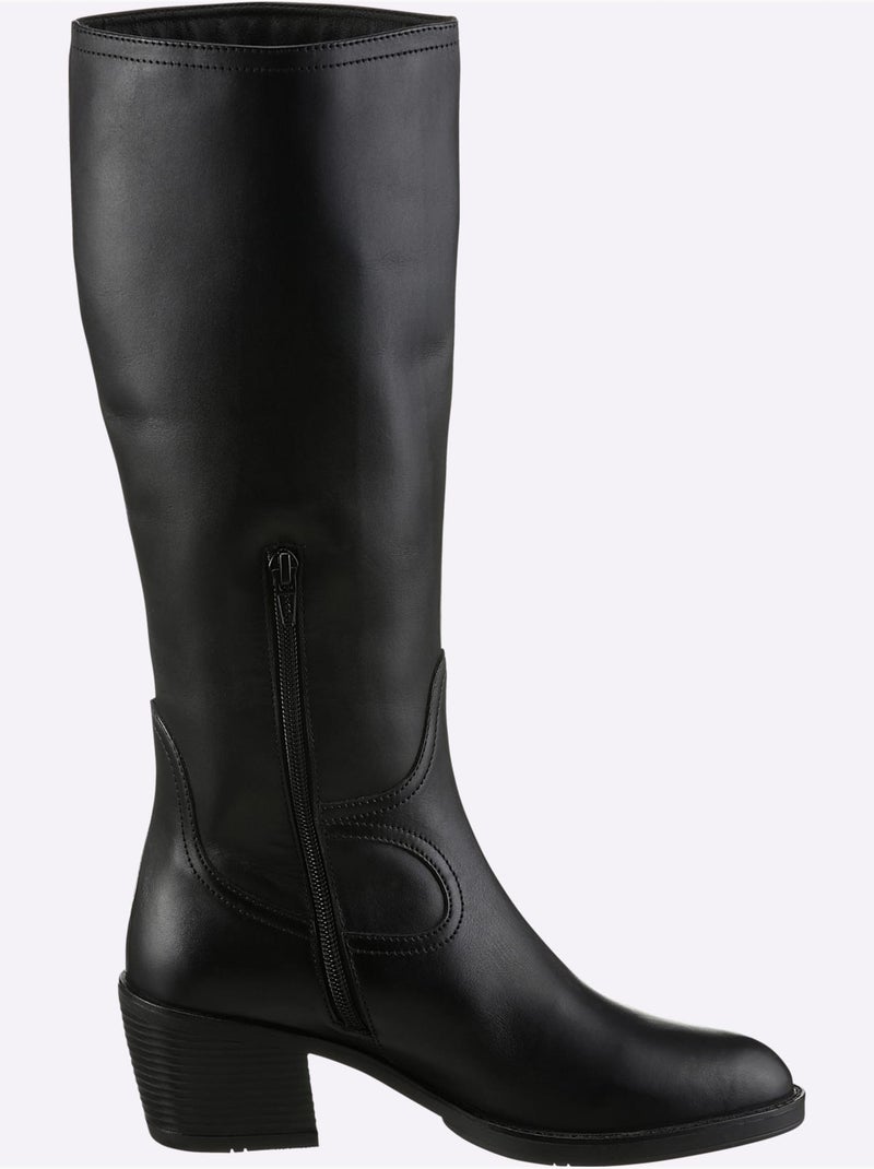 Bottes Cuir Nappa De Vache - Taille Standard - Helline Noir - Kiabi
